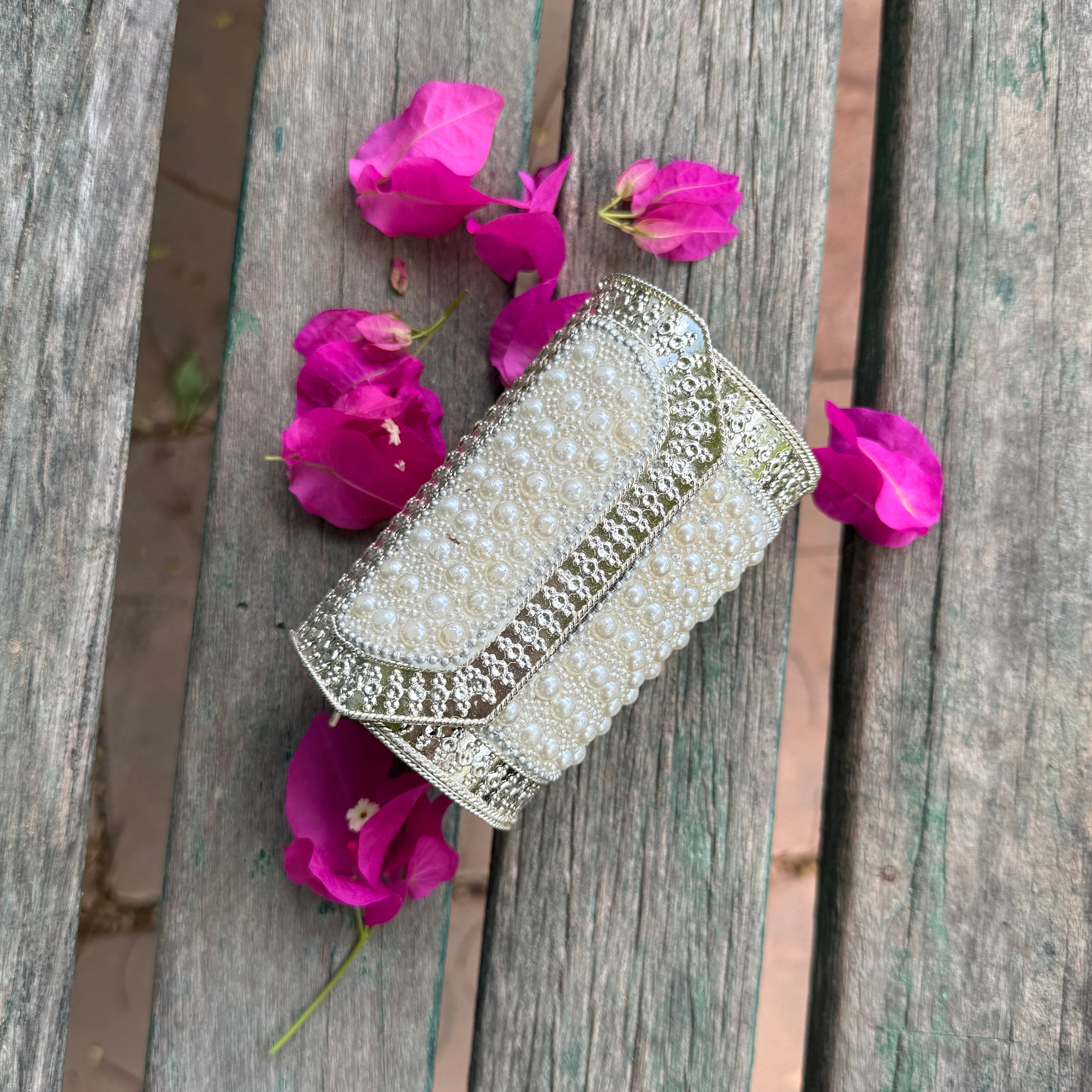 VINTAGE METAL & MOSAIC STONE CLUTCH / SLING BAG