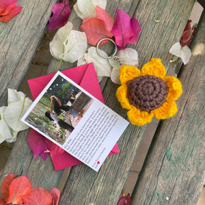 Crochet Sunflower Keychain + Greeting Card