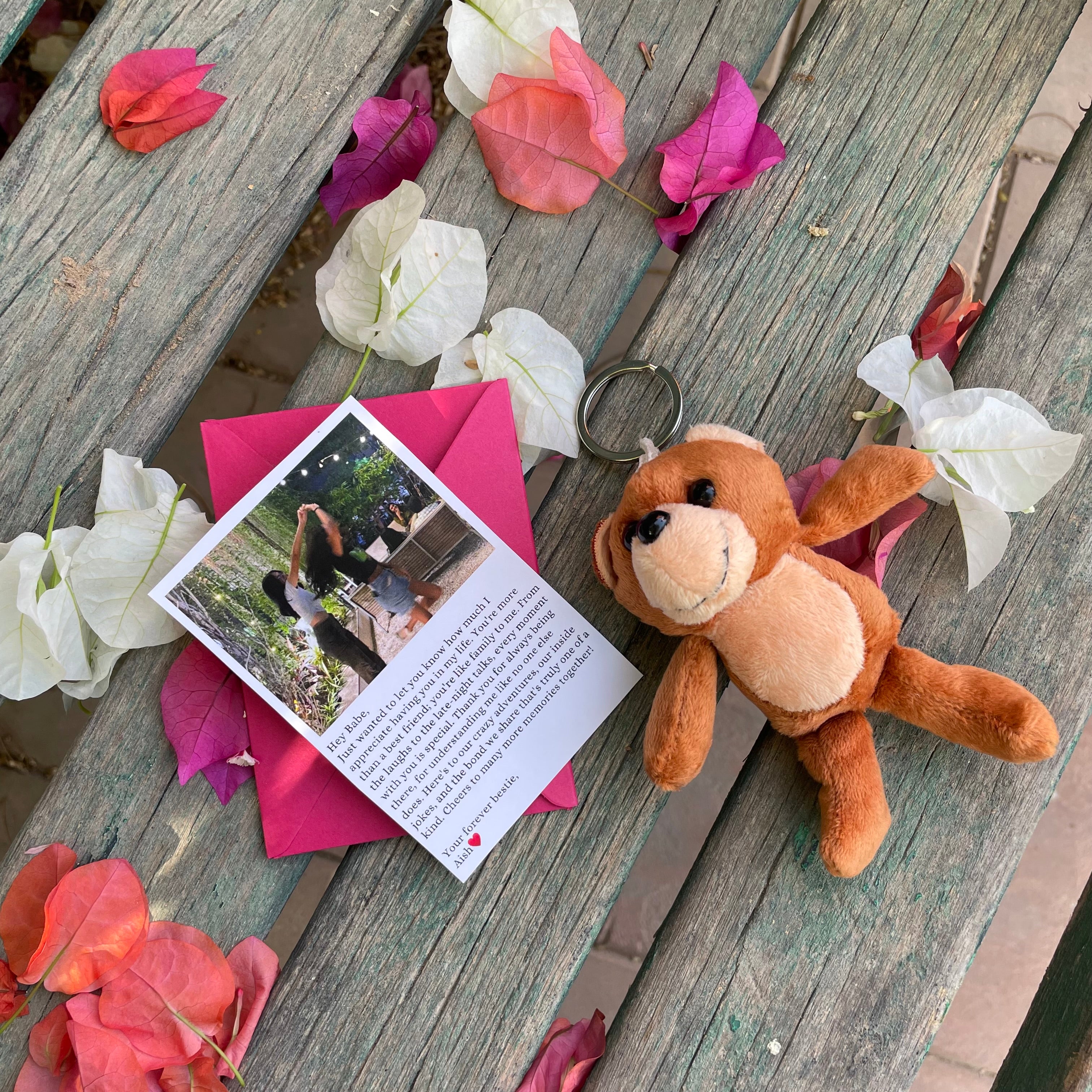 Mini Teddy Keychain + Personalized Love Note